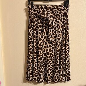 Focus 2000 Brown and Cream Animal Print Midi Skirt